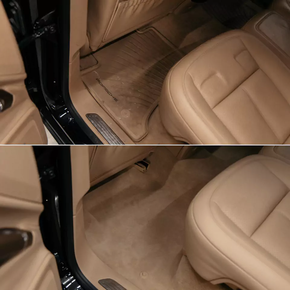 Комплексная химчистка салона и обработка кожи керамикой для Porsche Cayenne